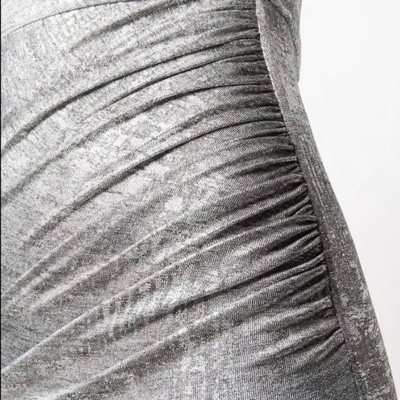 Alice + Olivia Silver Metallic Delora Ruched Mini Dress NWT Holiday Party - Picture 4 of 14